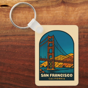 Vintage Travel San Francisco Golden Gate Bridge Key Ring