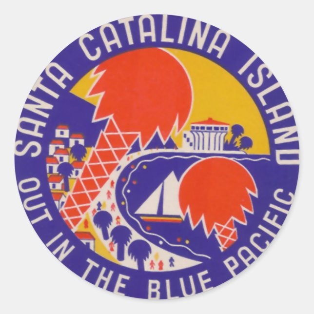 Vintage Travel - Santa Catalina Island Classic Round Sticker (Front)