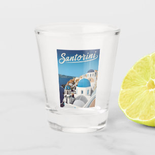 Vintage Travel Santorini Greece Retro Scenic Shot Glass