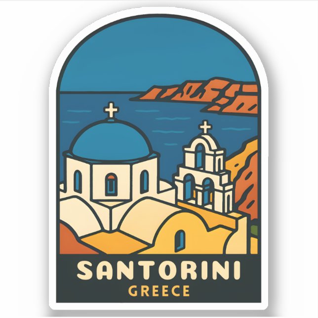 Vintage Travel Santorini Greece Retro Seaside (Front)