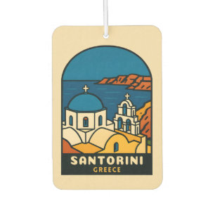 Vintage Travel Santorini Greece Retro Seaside Car Air Freshener