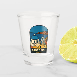 Vintage Travel Santorini Greece Retro Seaside Shot Glass