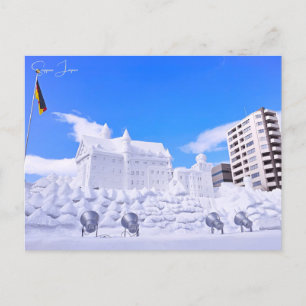 vintage travel Sapporo Japan snow festival city Postcard