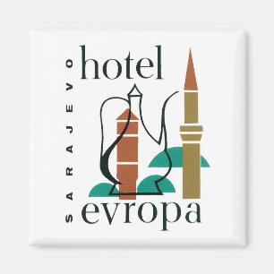 Vintage Travel Sarajevo Hotel Label Magnet