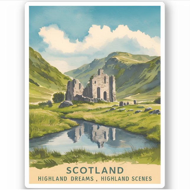 Vintage Travel Scotland Highlands Retro Landscape (Front)