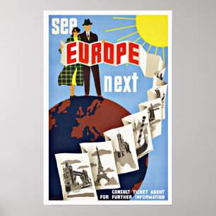 Vintage Travel See Europe Poster