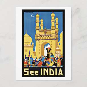 Vintage Travel See India Aisa Postcard