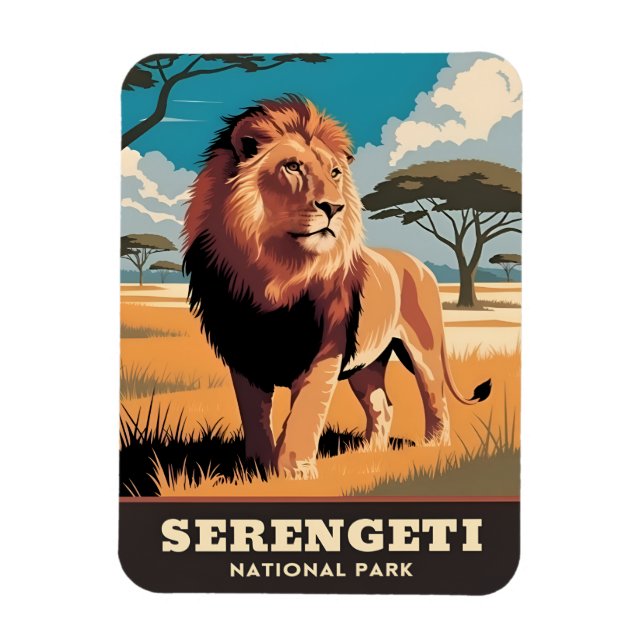 Vintage Travel Serengeti National Park Tanzania Magnet (Vertical)