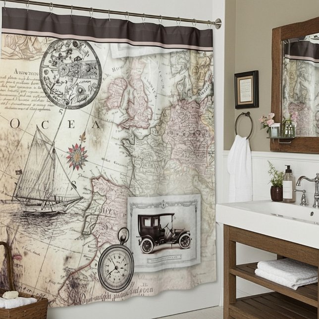 Vintage travel   shower curtain (Creator Uploaded)