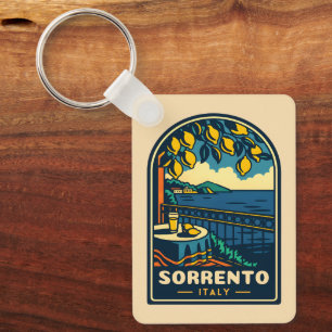 Vintage Travel Sorrento Italy Coastal Retro Scenic Key Ring
