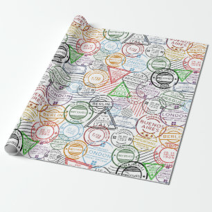 Vintage Travel/Stamps Wrapping Paper