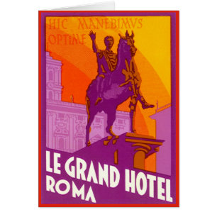 Vintage Travel, Statue Le Grand Hotel Roma, Italy