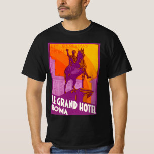 Vintage Travel, Statue Le Grand Hotel Roma, Italy T-Shirt