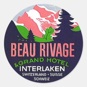 Vintage Travel Stickers Interlaken Switzerland Alp