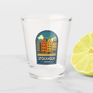 Vintage Travel Stockholm Sweden Old Town Retro Shot Glass