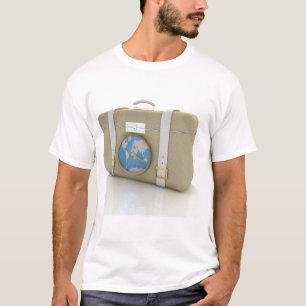 Vintage Travel Suitcase Clock World Map T-Shirt
