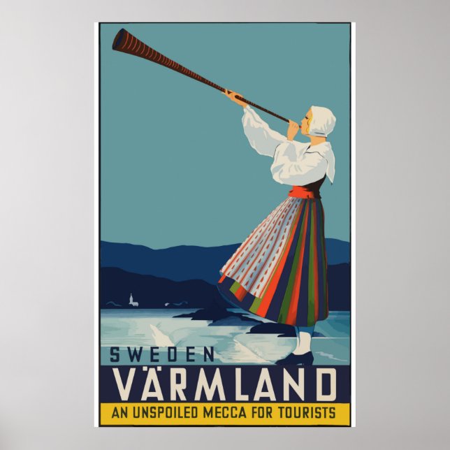 Vintage Travel Sweden Poster (Front)