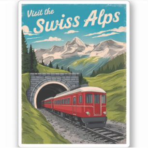 Vintage Travel Swiss Alps Switzerland Retro Scenic