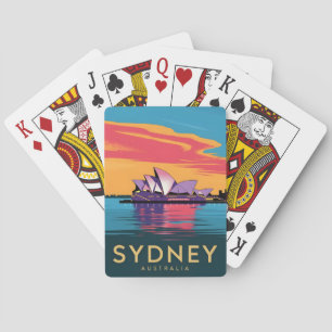 Vintage Travel Sydney Australia Sunset Scenic Playing Cards