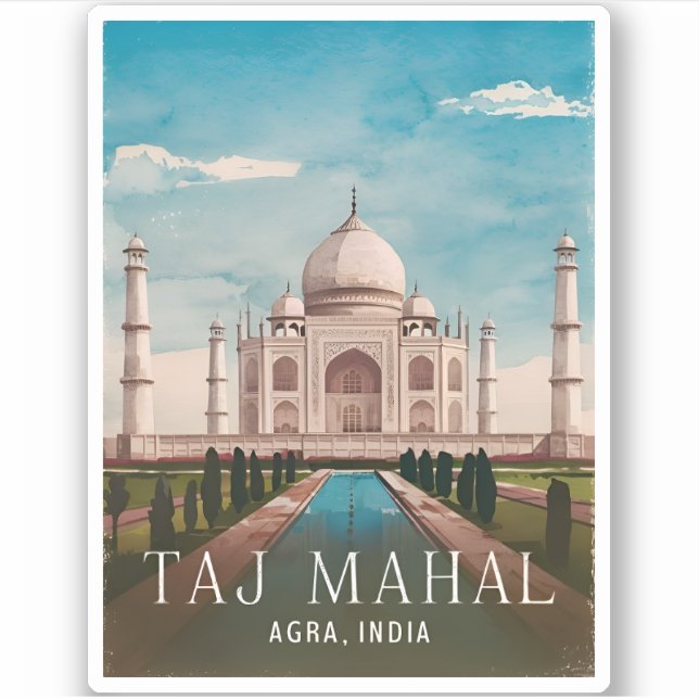 Vintage Travel Taj Mahal India Retro Scenic (Front)