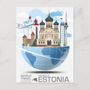 vintage travel Tallinn Estonia Estonie city Postcard