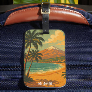 Vintage Travel Tenerife Canary Island Mount Teide  Luggage Tag