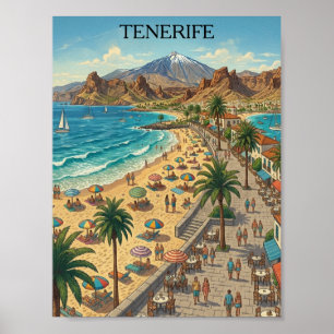 Vintage Travel Tenerife Canary Islands Spain  Poster