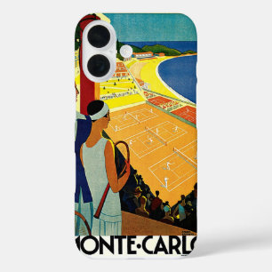 Vintage Travel, Tennis, Sports, Monte Carlo Monaco iPhone 16 Case