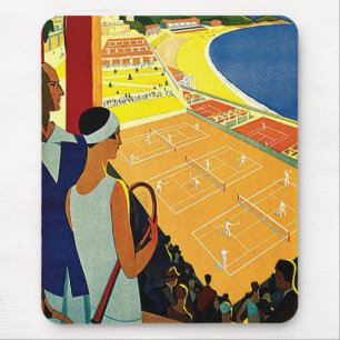 Vintage Travel, Tennis, Sports, Monte Carlo Monaco Mouse Pad