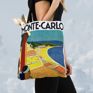 Vintage Travel, Tennis, Sports, Monte Carlo Monaco Tote Bag