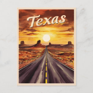 Vintage Travel Texas Landscape Retro Scenic Sunset Postcard