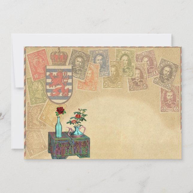 Vintage Travel Themed Save The Date Cards (Front)