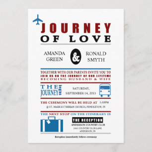 Vintage Travel Themed Wedding Invitation