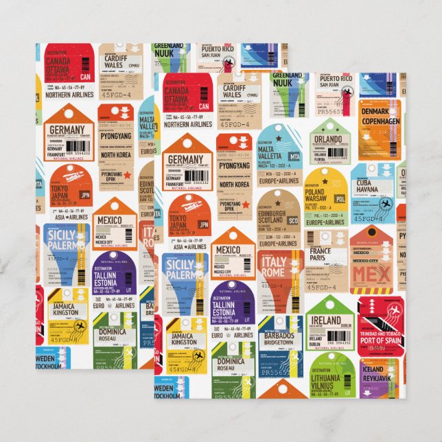 Vintage travel tickets pattern. (Front/Back)