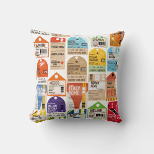 Vintage travel tickets pattern. cushion