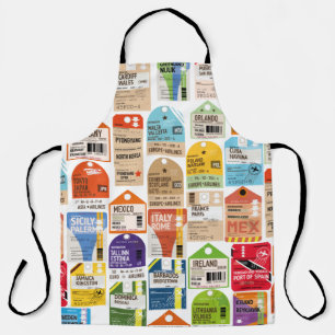 Vintage travel tickets pattern. throw pillow noteb apron