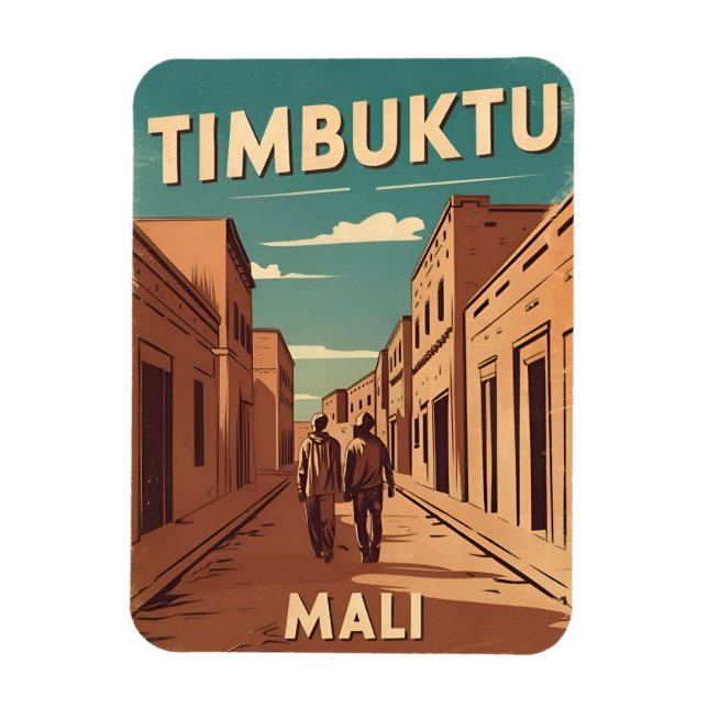 Vintage Travel Timbuktu Mali Africa Retro Graphic Magnet (Vertical)