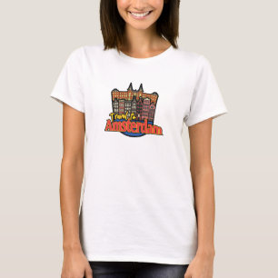 Vintage Travel to Amsterdam Netherlands Logo T-Shirt