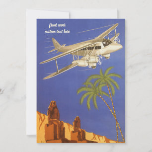Vintage Travel to Cairo, Eygpt, Biplane Aeroplane Invitation