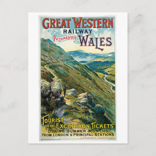 Vintage travel to Wales advert Postcard
