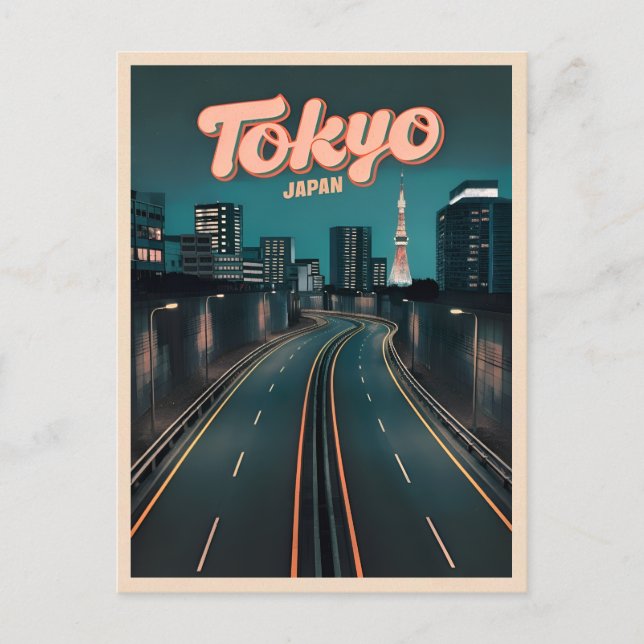 Vintage Travel Tokyo Japan Cityscape Retro Scenic Postcard (Front)