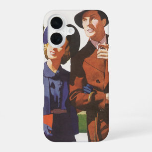Vintage Travel, Tourists on Vacation Sightseeing iPhone 16 Case