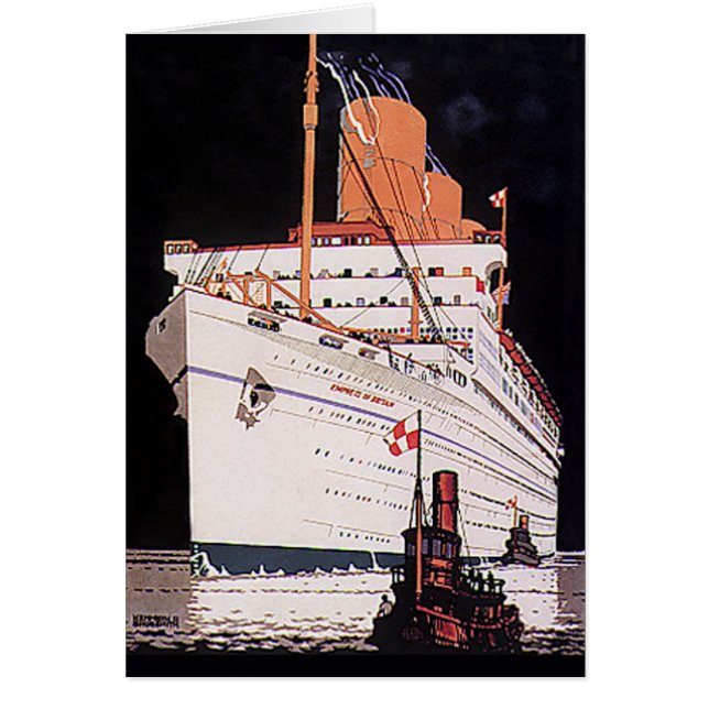 Vintage Travel Transportation Cruise Ship at Night (Front)