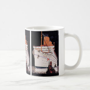 Vintage Travel Transportation Cruise Ship at Night Coffee Mug