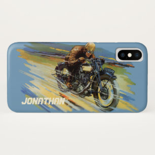 Vintage Travel Transportation, Racing Motorcycle iPhone X Case