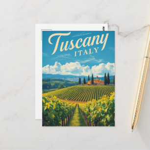 Vintage Travel Tuscany Italy Retro Scenic Postcard