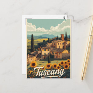 Vintage Travel Tuscany Italy Retro Scenic Postcard