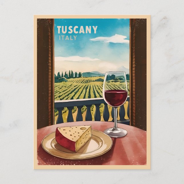 Vintage Travel Tuscany Italy Vineyard Retro Postcard (Front)