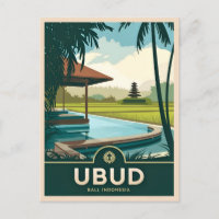 Vintage Travel Ubud Bali Indonesia Retro Scenic