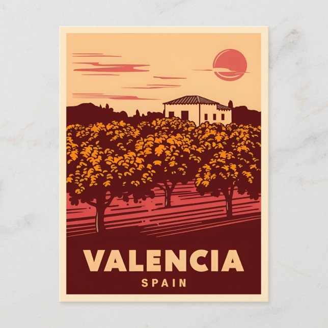 Vintage Travel Valencia Spain Retro Landscape Postcard (Front)